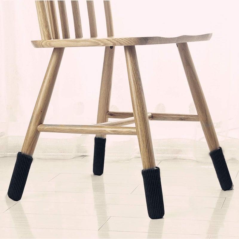 OEEKOI 24 PCS Furniture Leg Knitted Protector- Chair Leg Floor Protectors for Avoid Scratches, Furniture Leg Socks for Moving Easily and Reduce Noise, Black - Image 3